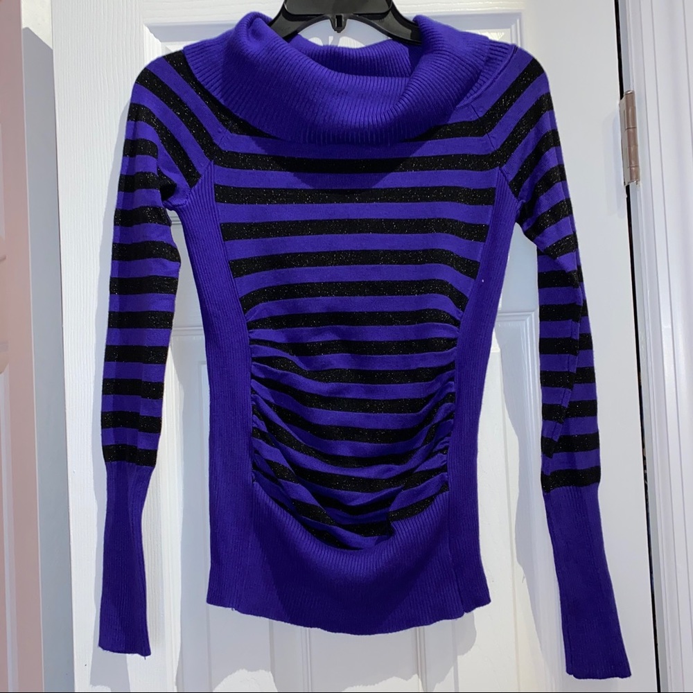 NWT Purple & Black Shimmer Sweater with Cowl Neck